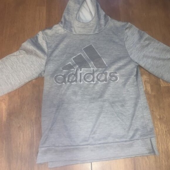 Adidas Hoodie Gray w/ Silver Logo Girls Sweatshirt Size 14 Large - Picture 1 of 7